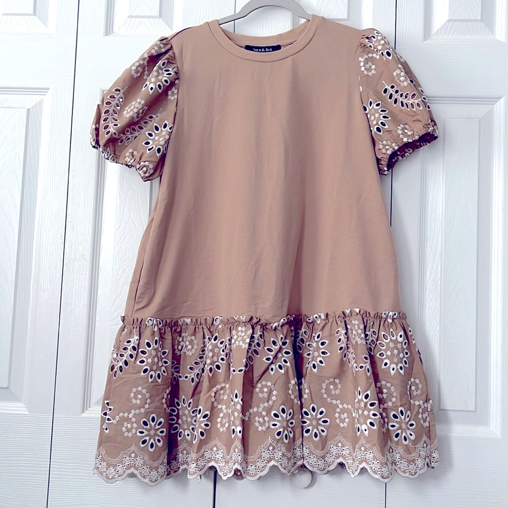 Tan Floral Mini Dress